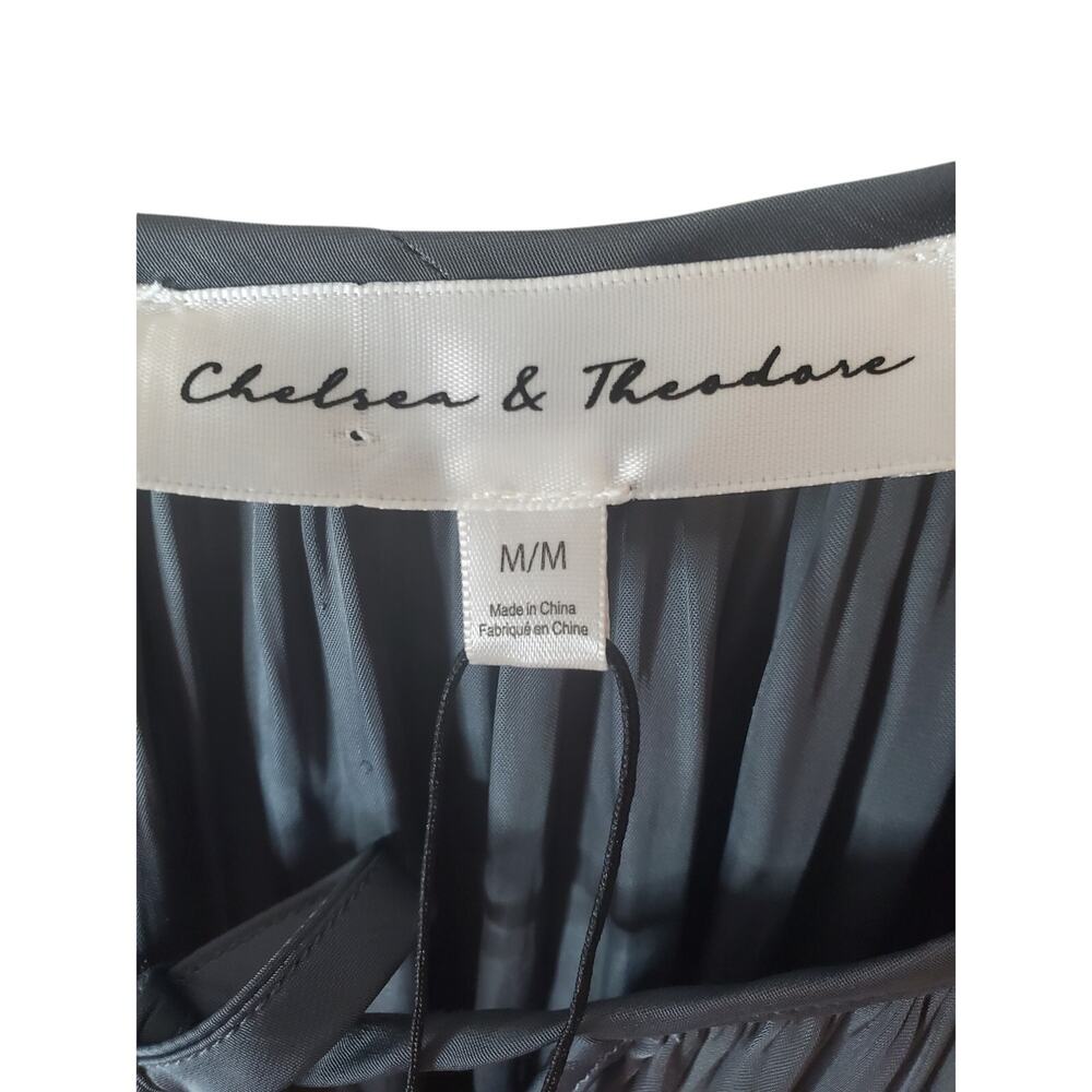 Chelsea & Theodore Slate Satin-like Blouse, NWT, Medium - Picture 5 of 6